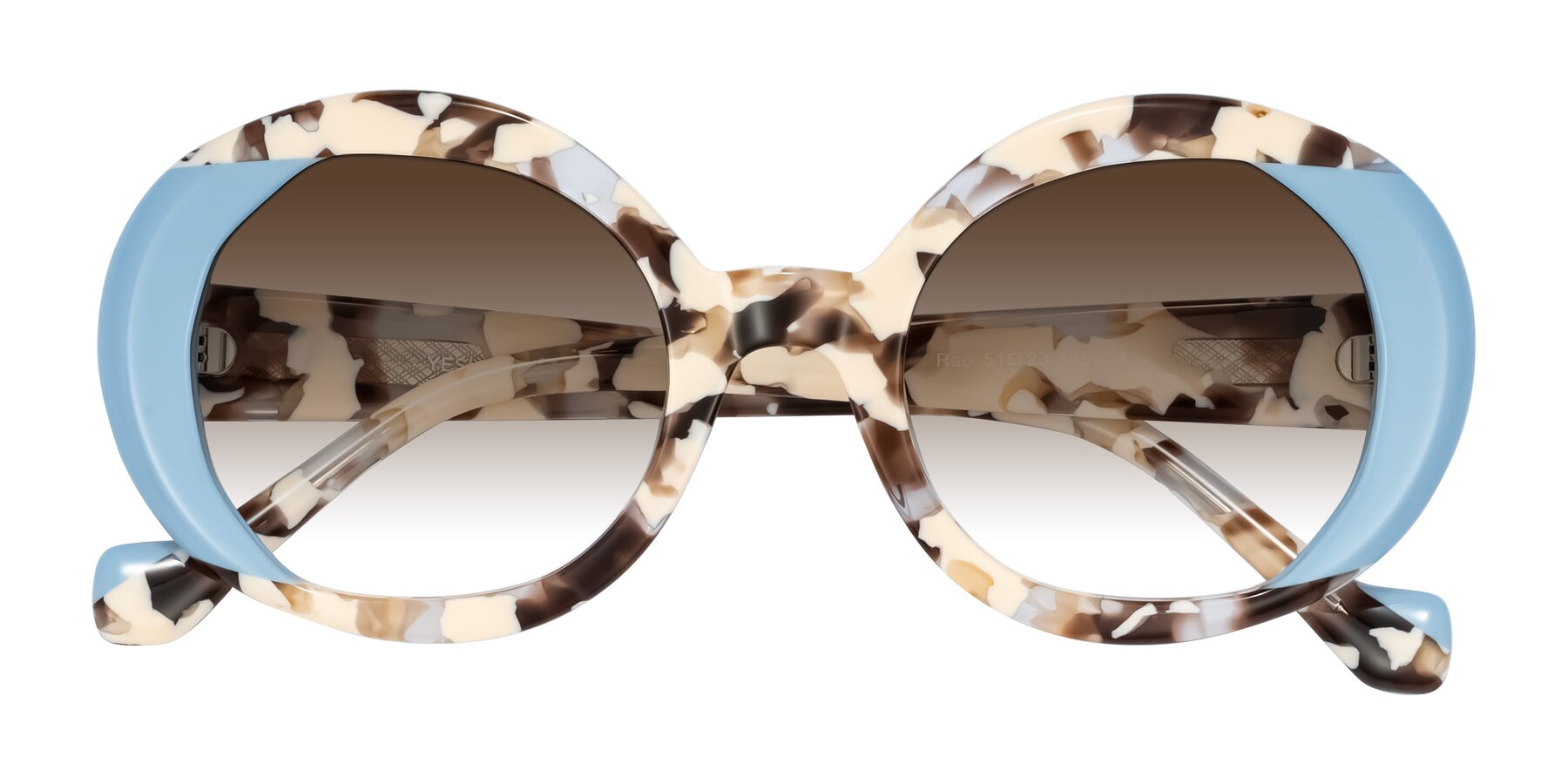 Folded Front of Rao in Beige Tortoise/Blue with Brown Gradient Lenses
