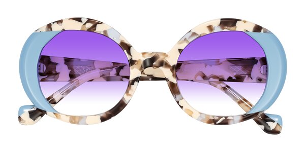 Front of Rao in Beige Tortoise/Blue