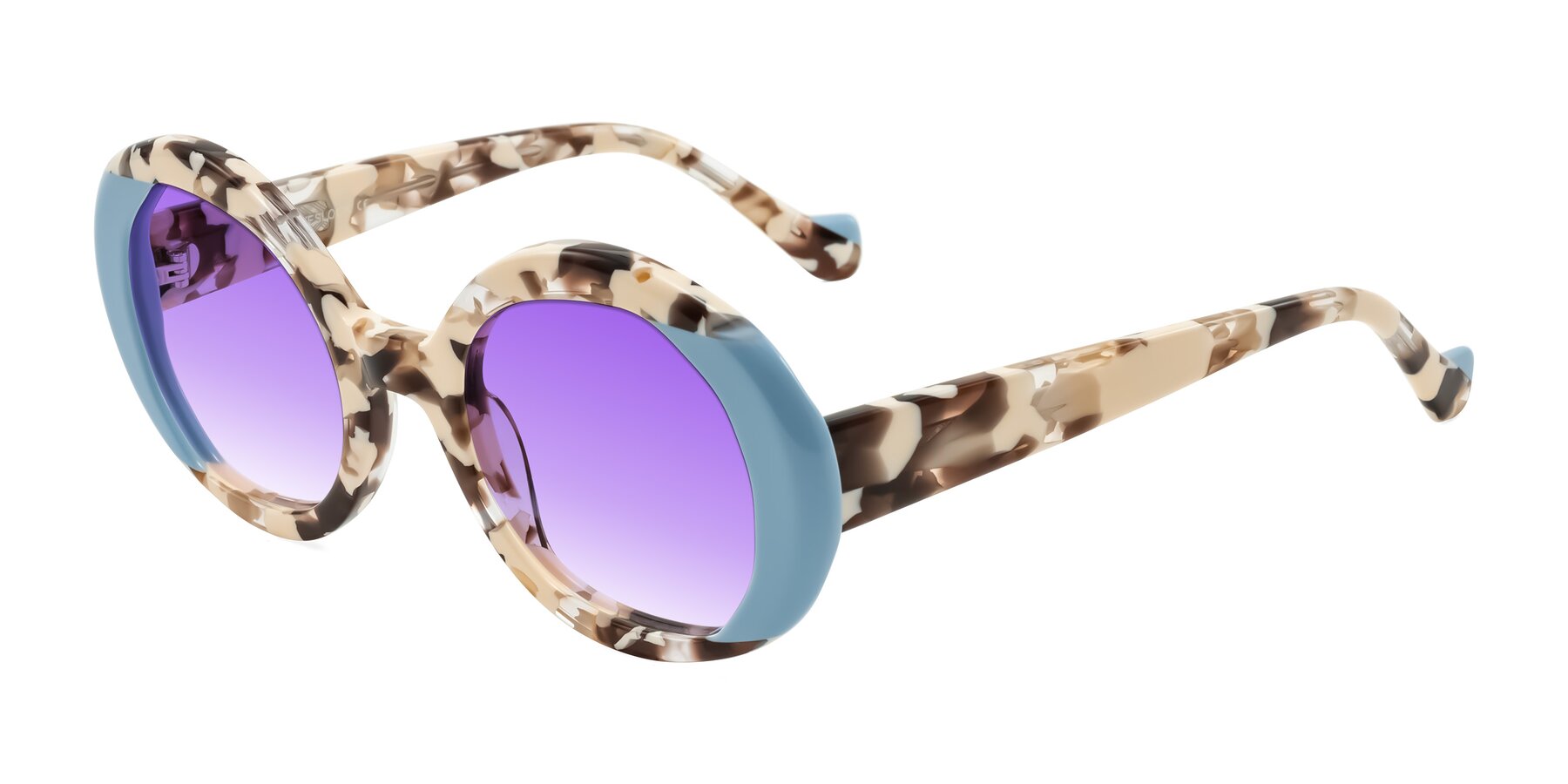 Angle of Rao in Beige Tortoise/Blue with Purple Gradient Lenses