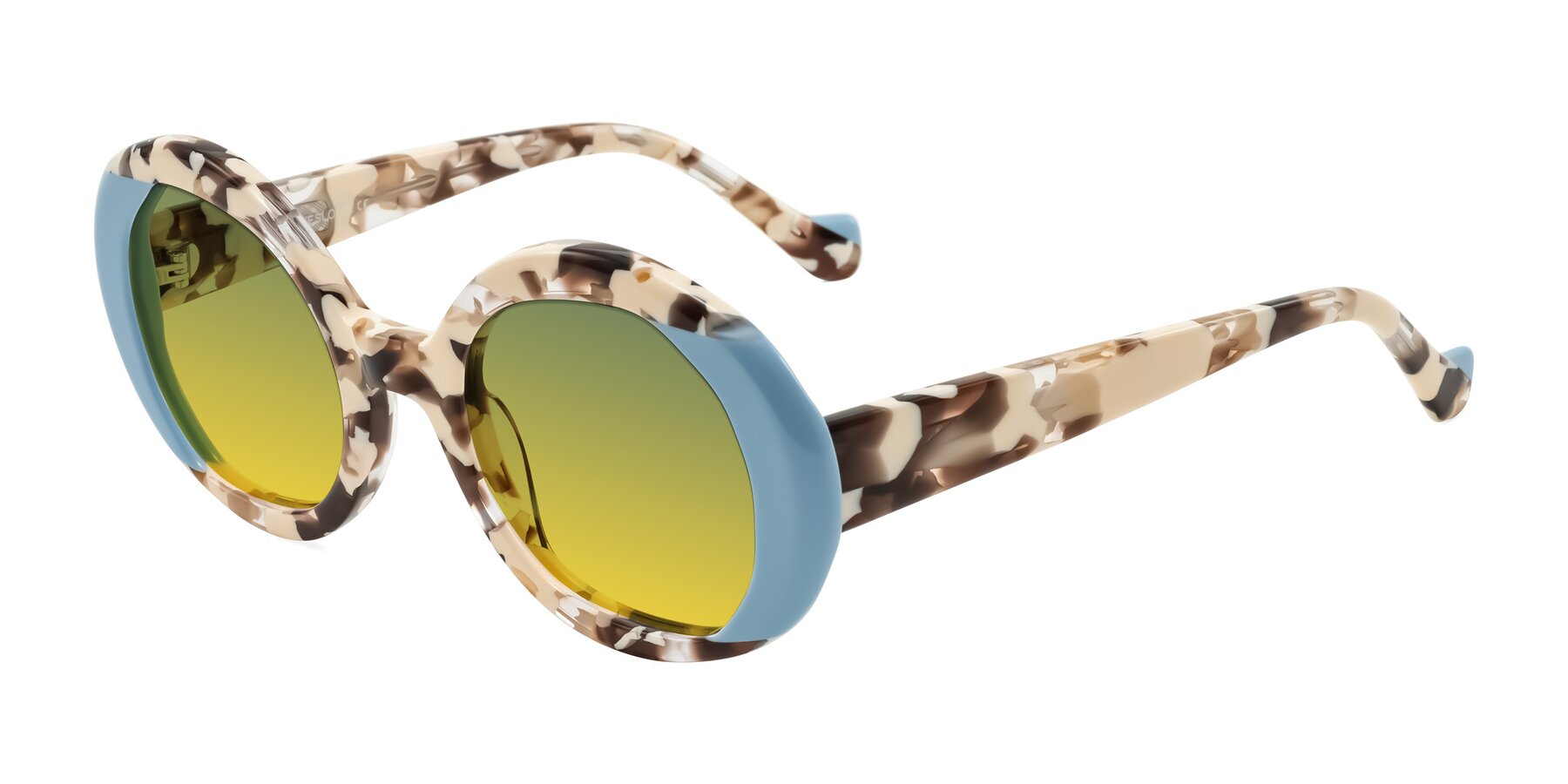 Angle of Rao in Beige Tortoise/Blue with Green / Yellow Gradient Lenses