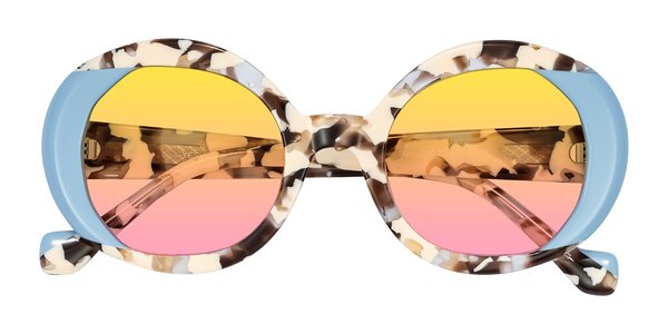 Front of Rao in Beige Tortoise/Blue