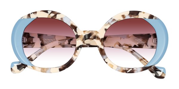 Front of Rao in Beige Tortoise/Blue