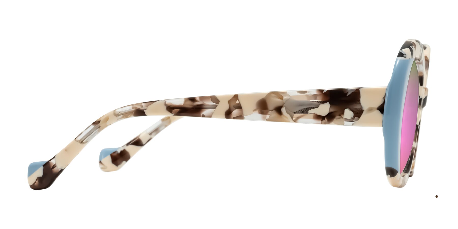 Side of Rao in Beige Tortoise/Blue with Pink Mirrored Lenses