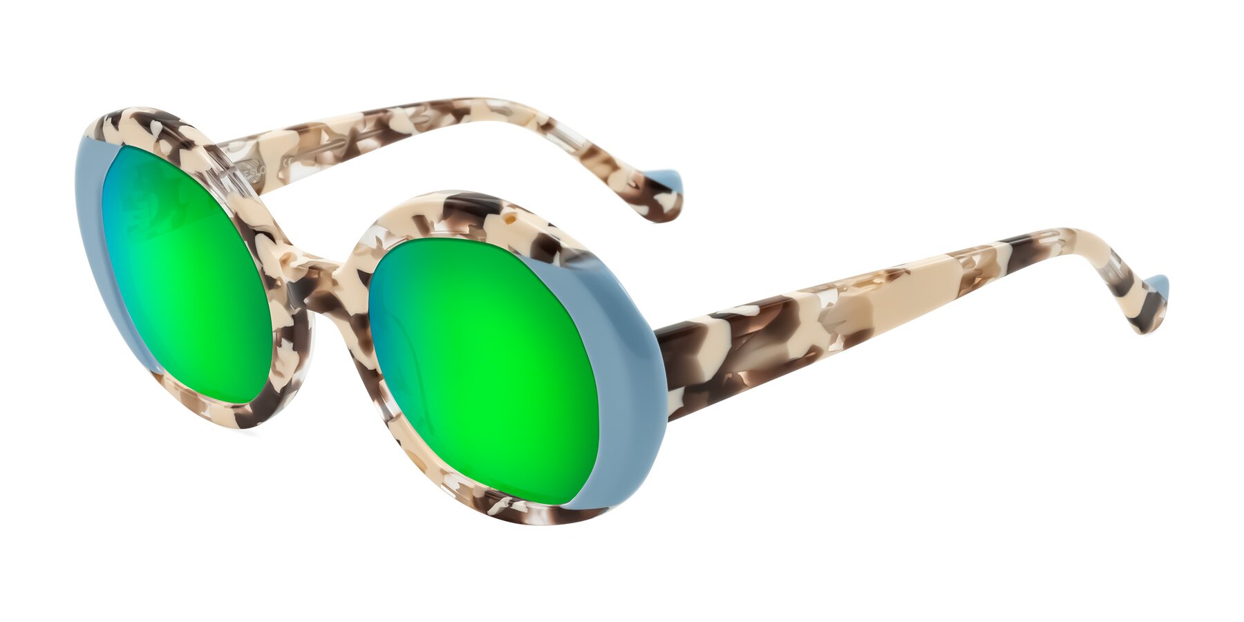 Angle of Rao in Beige Tortoise/Blue with Green Mirrored Lenses