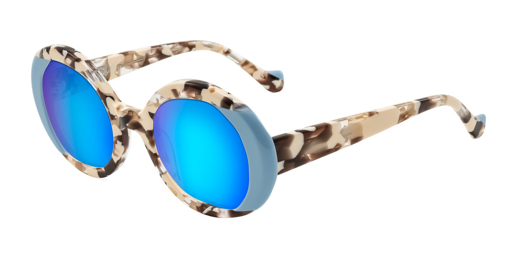 Angle of Rao in Beige Tortoise/Blue with Blue Mirrored Lenses