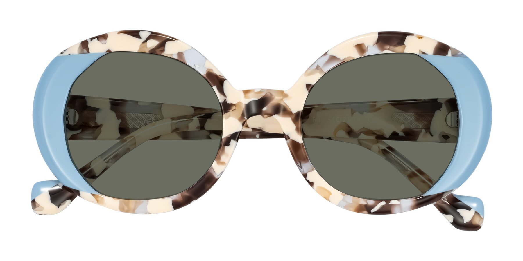 Folded Front of Rao in Beige Tortoise/Blue with Gray Polarized Lenses