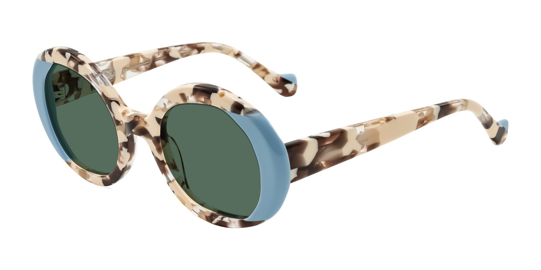 Angle of Rao in Beige Tortoise/Blue with Green Polarized Lenses