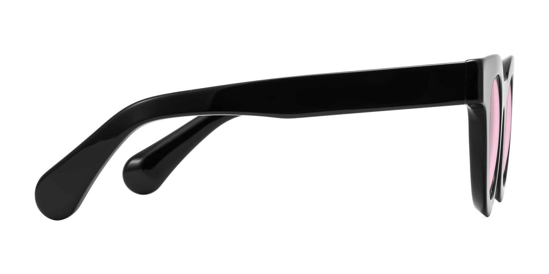 Side of Embracing in Black with Light Pink Tinted Lenses