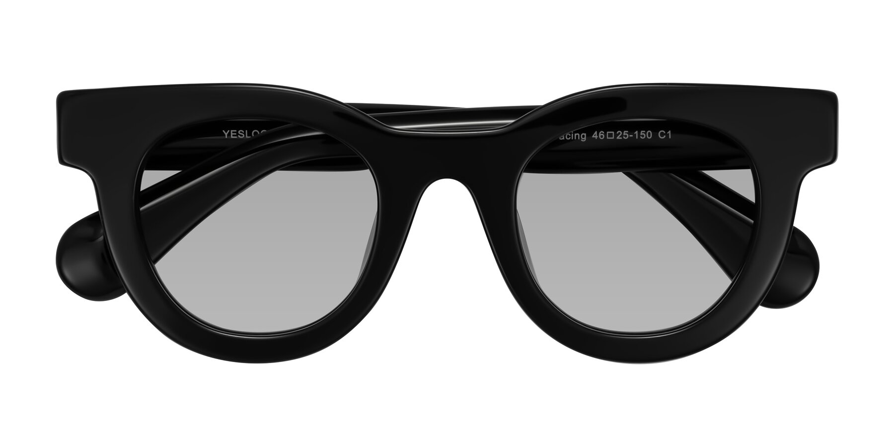 Folded Front of Embracing in Black with Light Gray Tinted Lenses