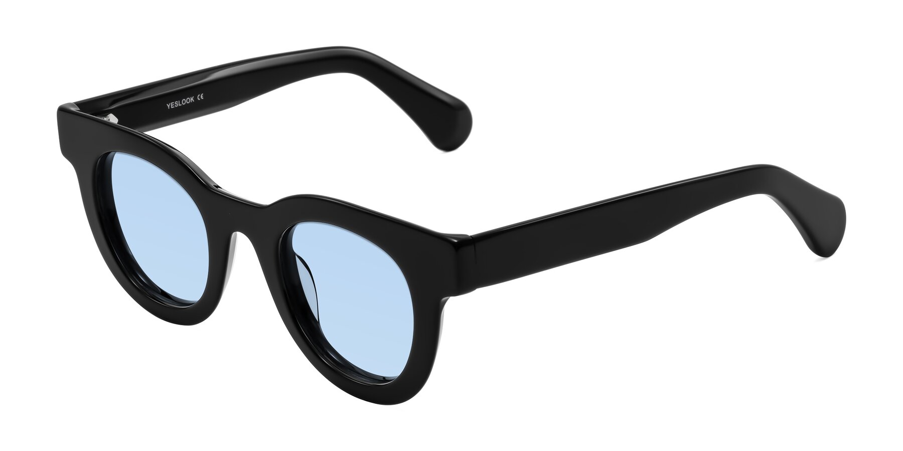 Angle of Embracing in Black with Light Blue Tinted Lenses
