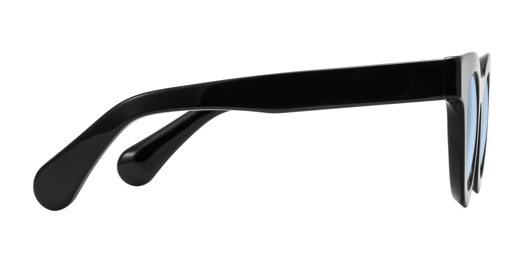 Side of Embracing in Black with Light Blue Tinted Lenses