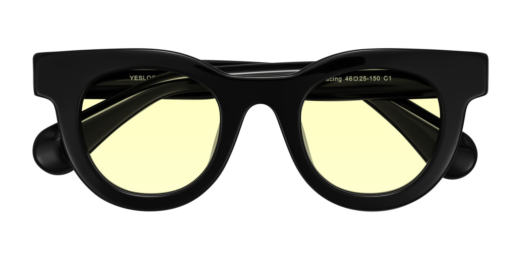 Folded Front of Embracing in Black with Light Yellow Tinted Lenses
