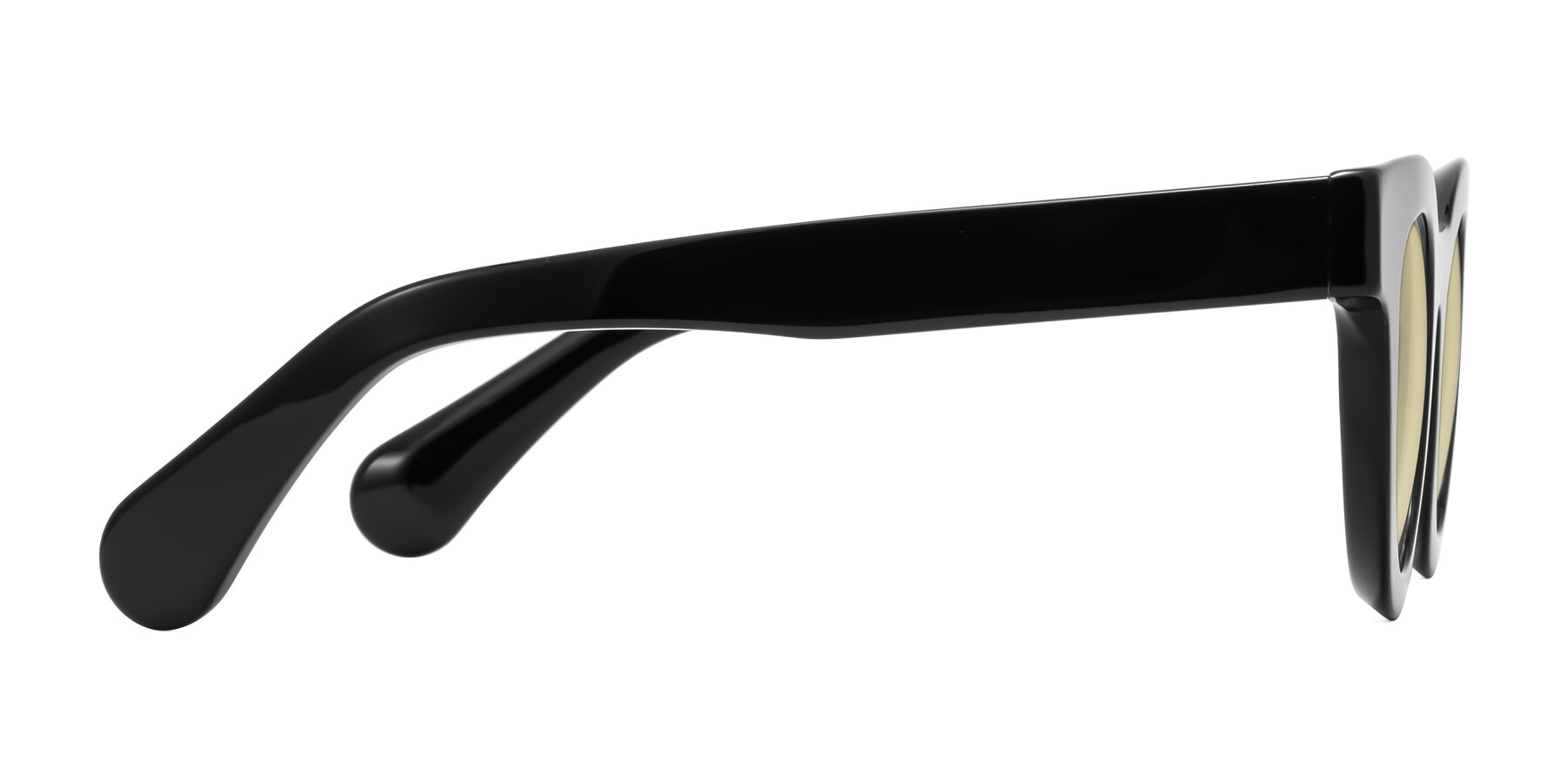 Side of Embracing in Black with Light Champagne Tinted Lenses