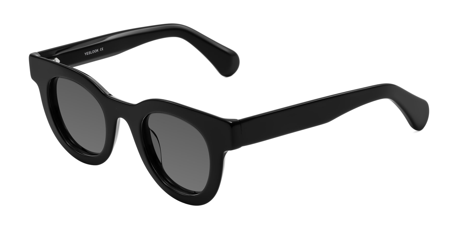 Angle of Embracing in Black with Medium Gray Tinted Lenses