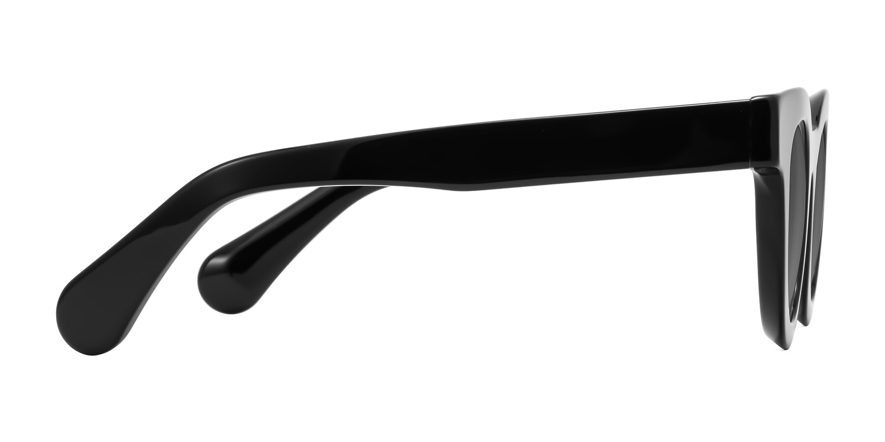 Side of Embracing in Black with Medium Gray Tinted Lenses