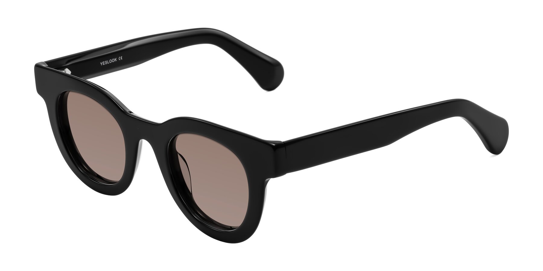 Angle of Embracing in Black with Medium Brown Tinted Lenses