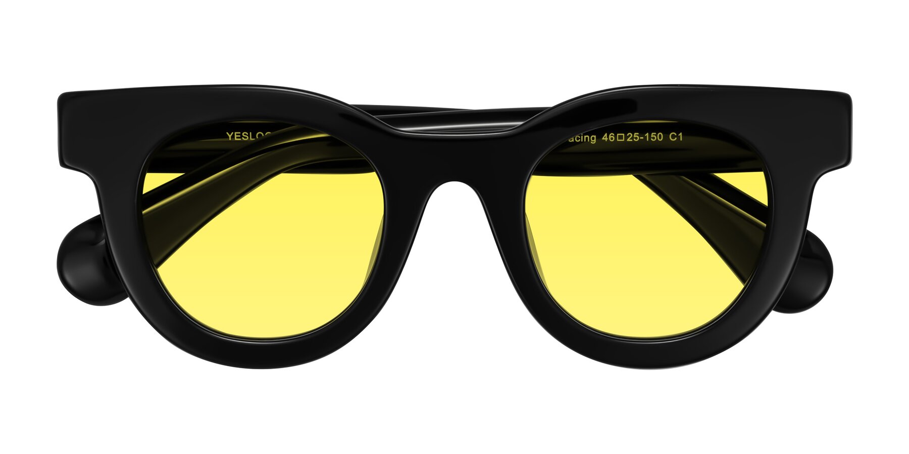 Folded Front of Embracing in Black with Medium Yellow Tinted Lenses