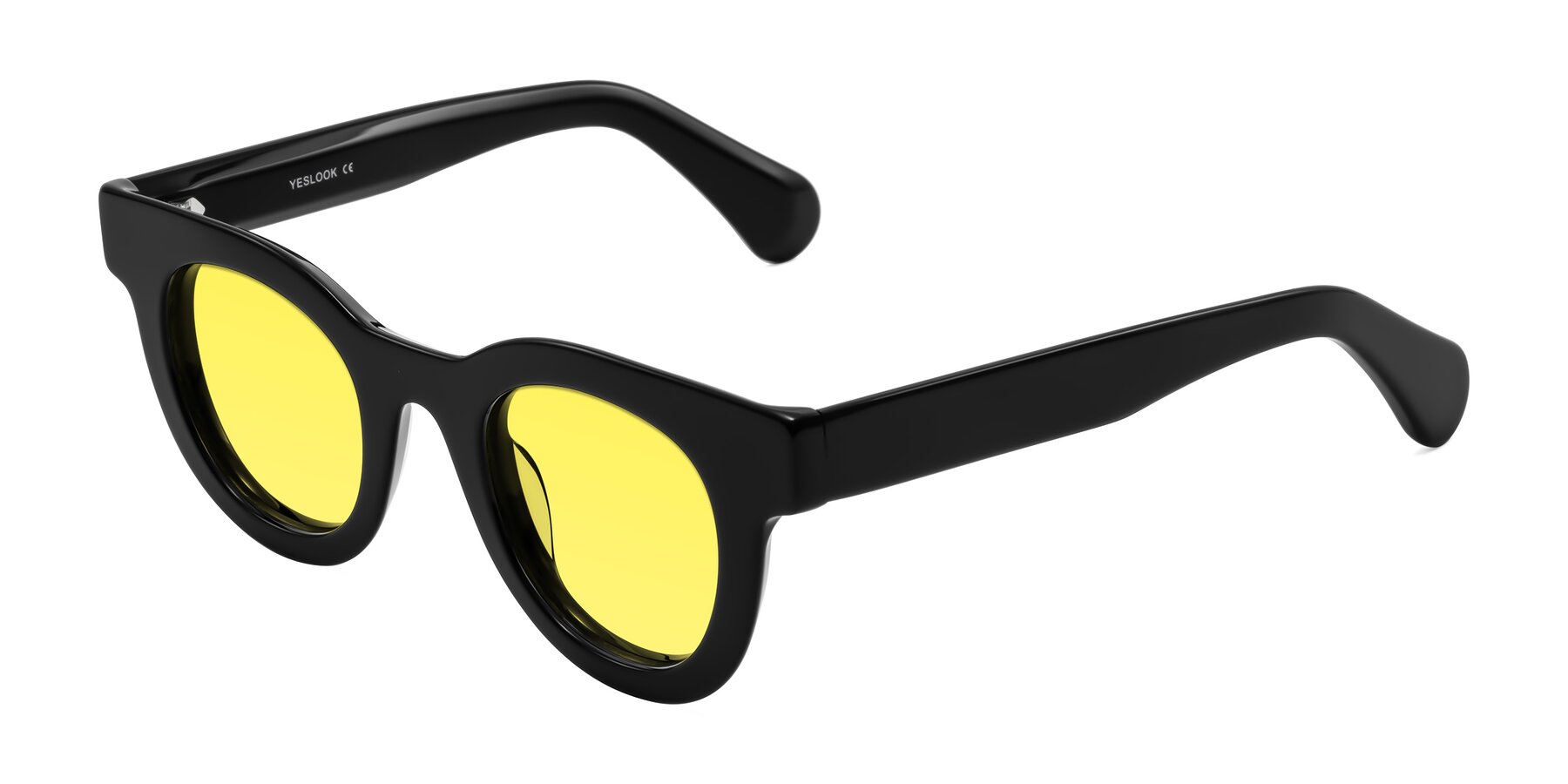 Angle of Embracing in Black with Medium Yellow Tinted Lenses