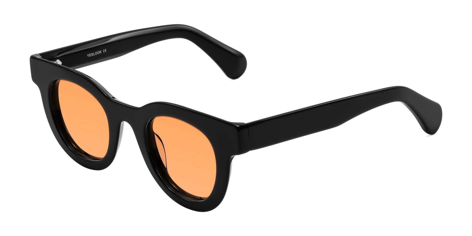 Angle of Embracing in Black with Medium Orange Tinted Lenses