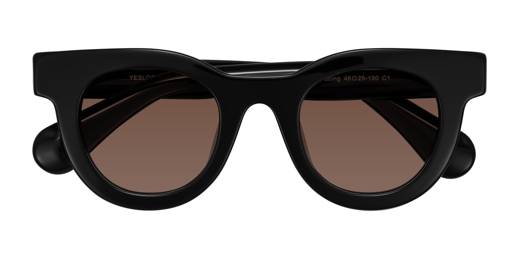 Folded Front of Embracing in Black with Brown Tinted Lenses