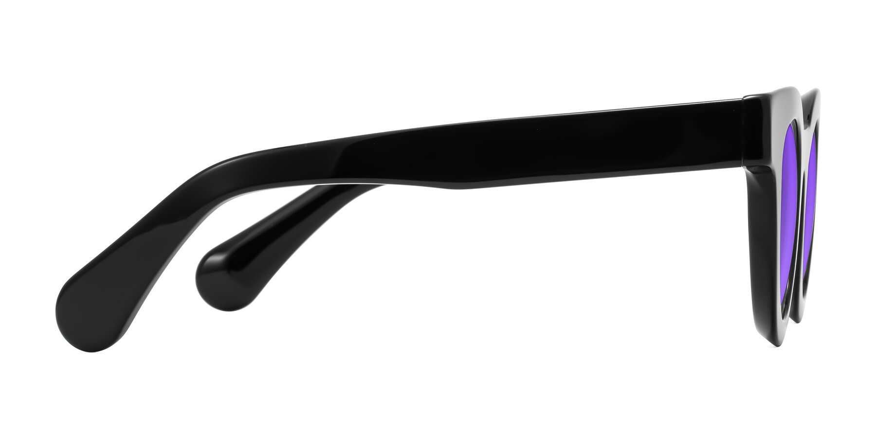 Side of Embracing in Black with Purple Tinted Lenses