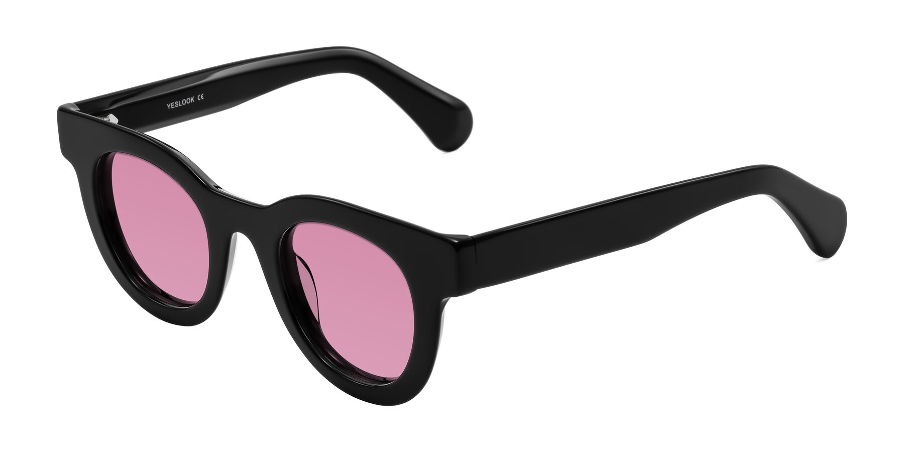 Angle of Embracing in Black with Medium Wine Tinted Lenses