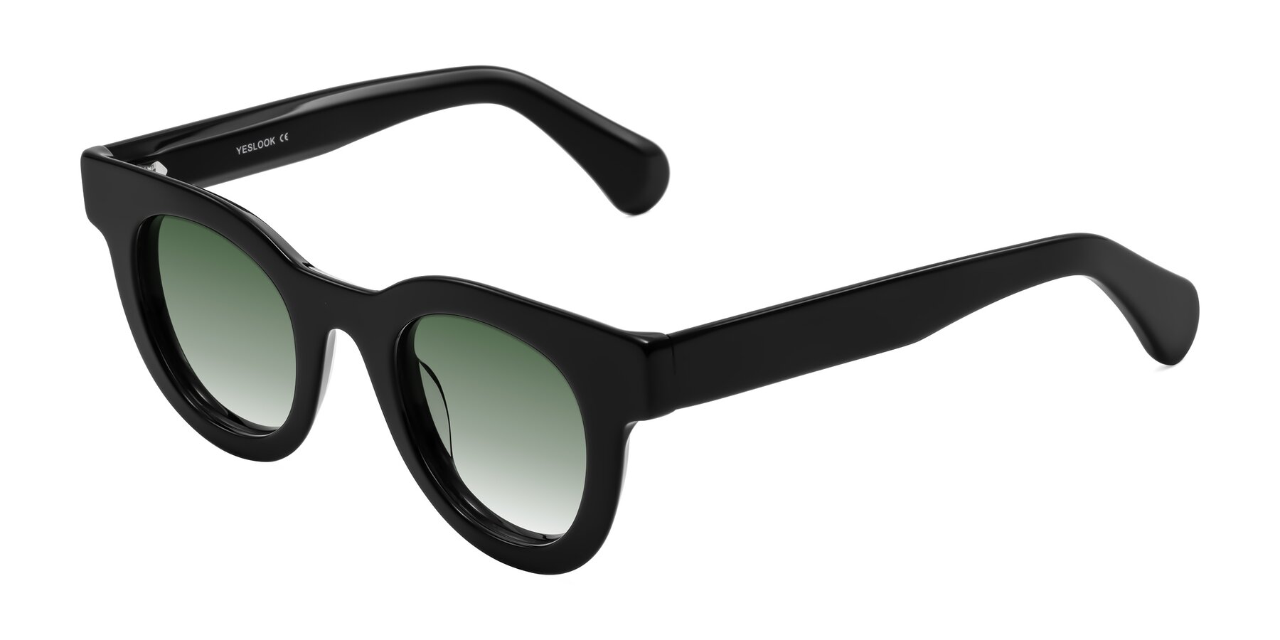 Angle of Embracing in Black with Green Gradient Lenses