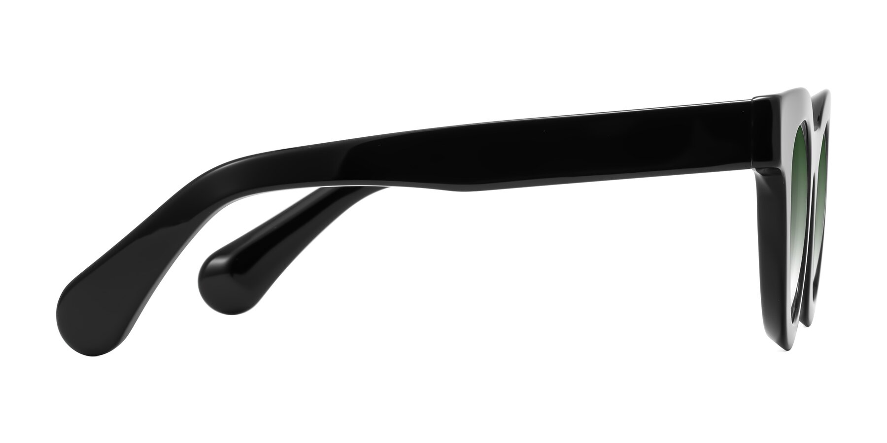 Side of Embracing in Black with Green Gradient Lenses