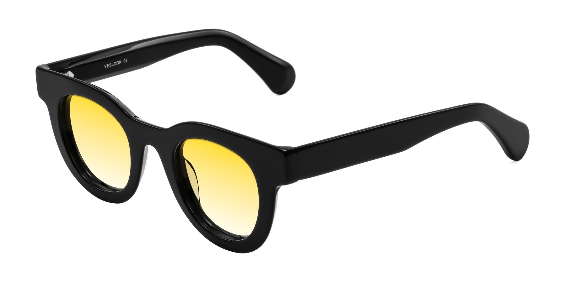 Angle of Embracing in Black with Yellow Gradient Lenses