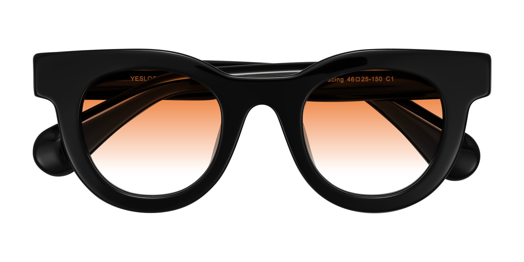 Folded Front of Embracing in Black with Orange Gradient Lenses