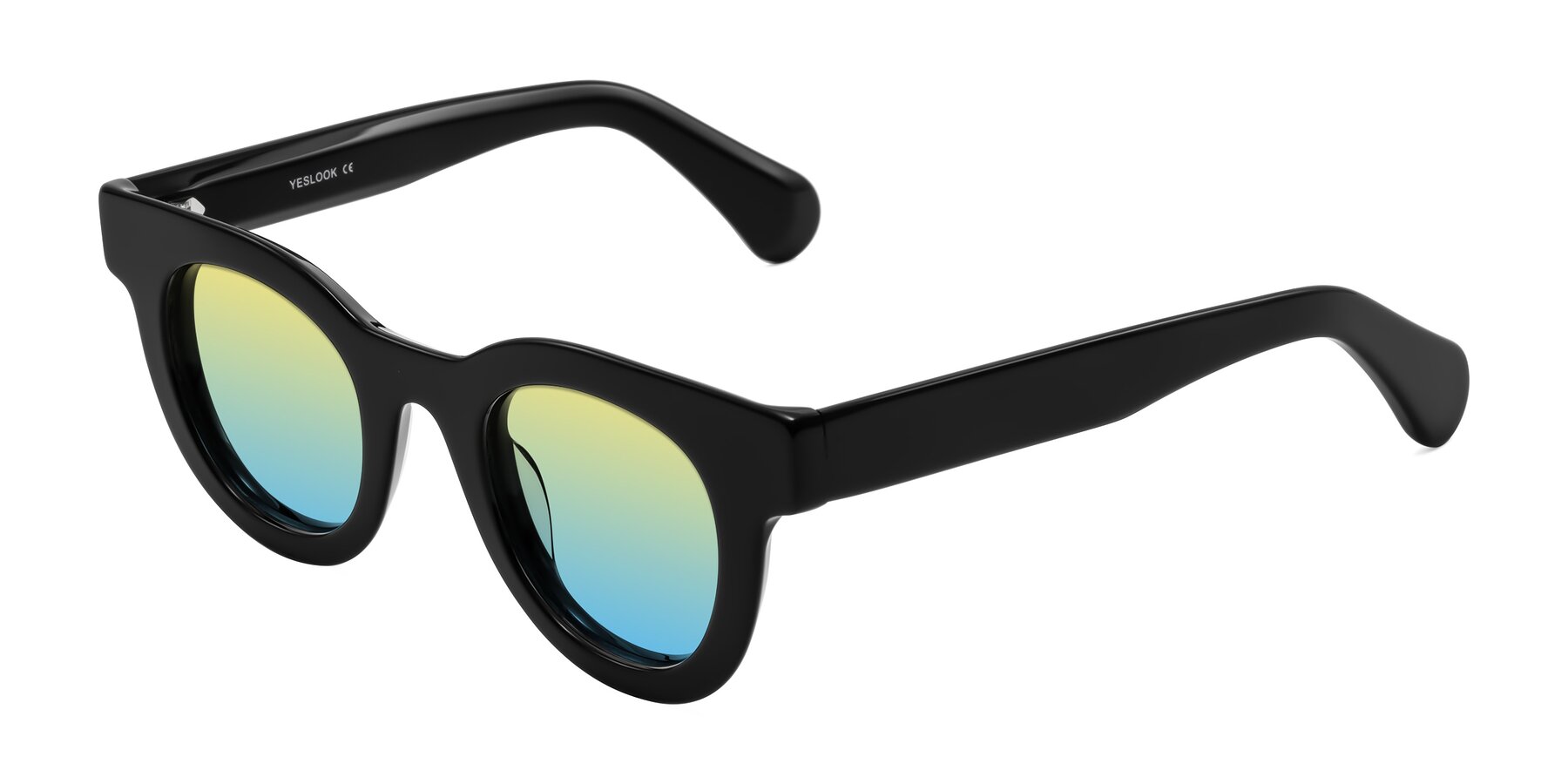 Angle of Embracing in Black with Yellow / Blue Gradient Lenses