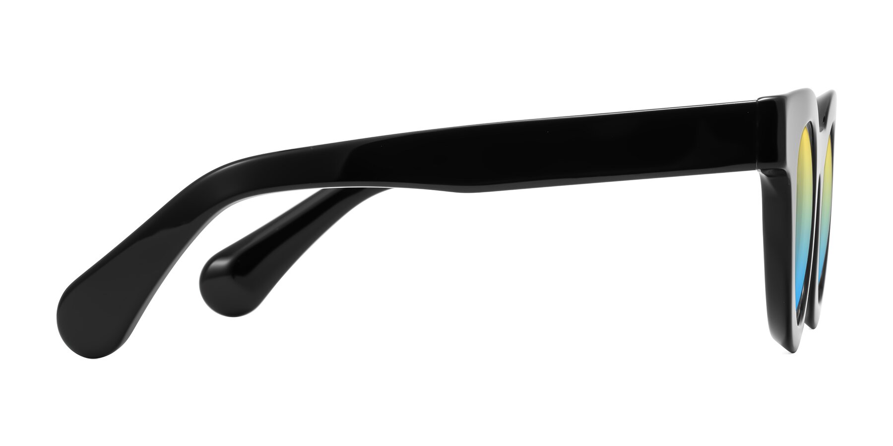 Side of Embracing in Black with Yellow / Blue Gradient Lenses