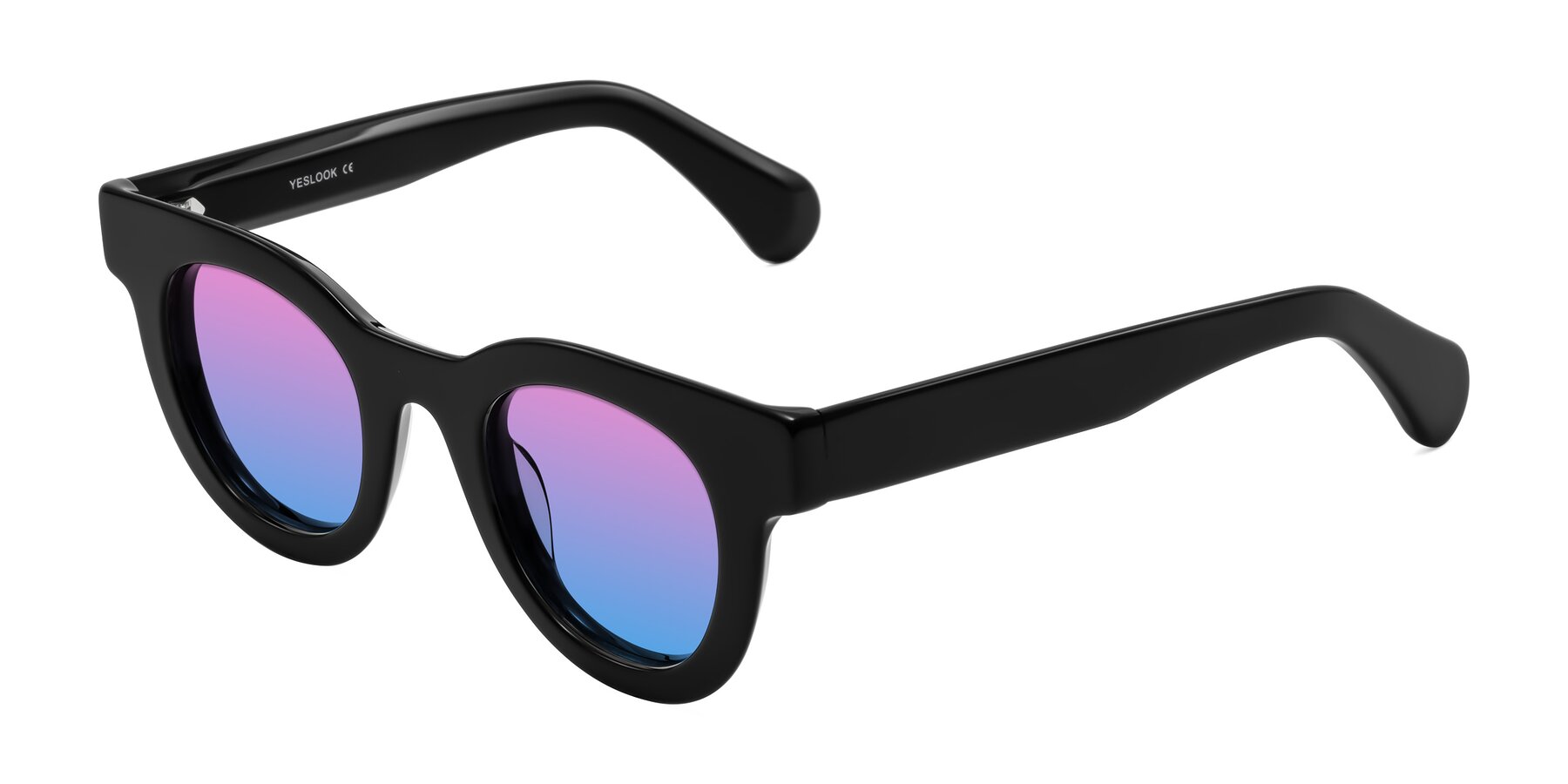 Angle of Embracing in Black with Pink / Blue Gradient Lenses
