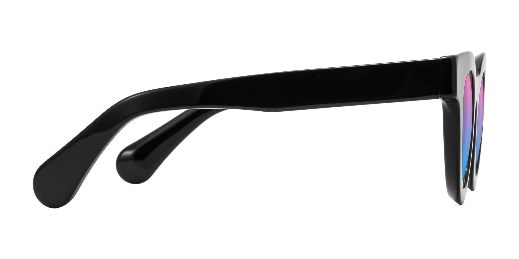 Side of Embracing in Black with Pink / Blue Gradient Lenses