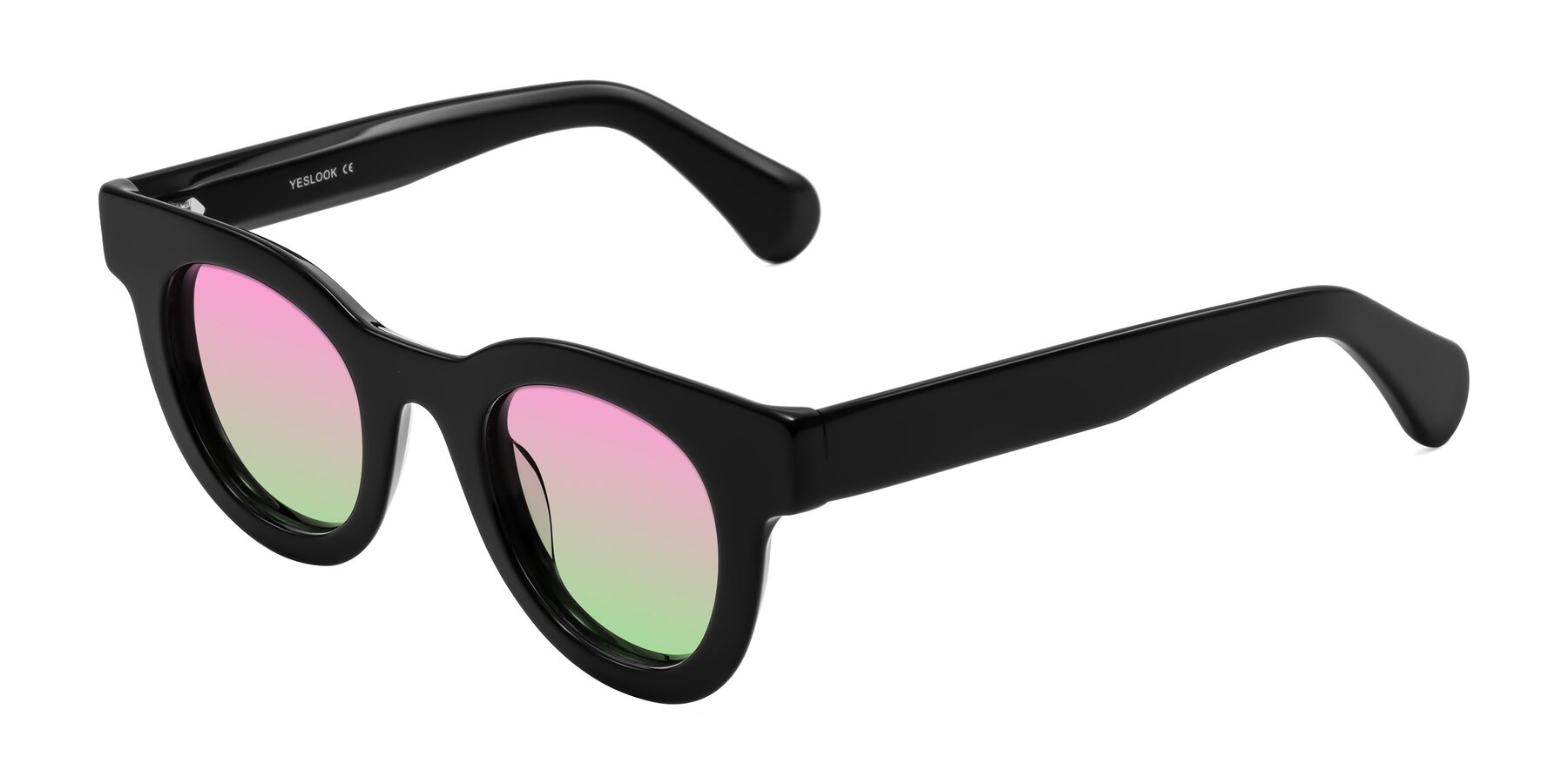 Angle of Embracing in Black with Pink / Green Gradient Lenses