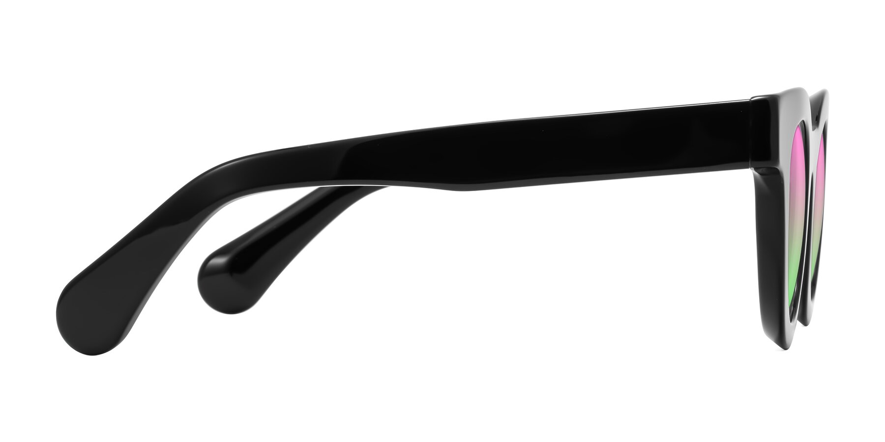 Side of Embracing in Black with Pink / Green Gradient Lenses
