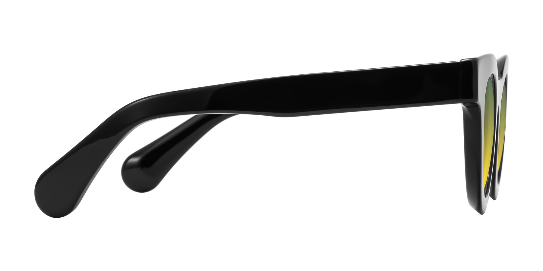 Side of Embracing in Black with Green / Yellow Gradient Lenses