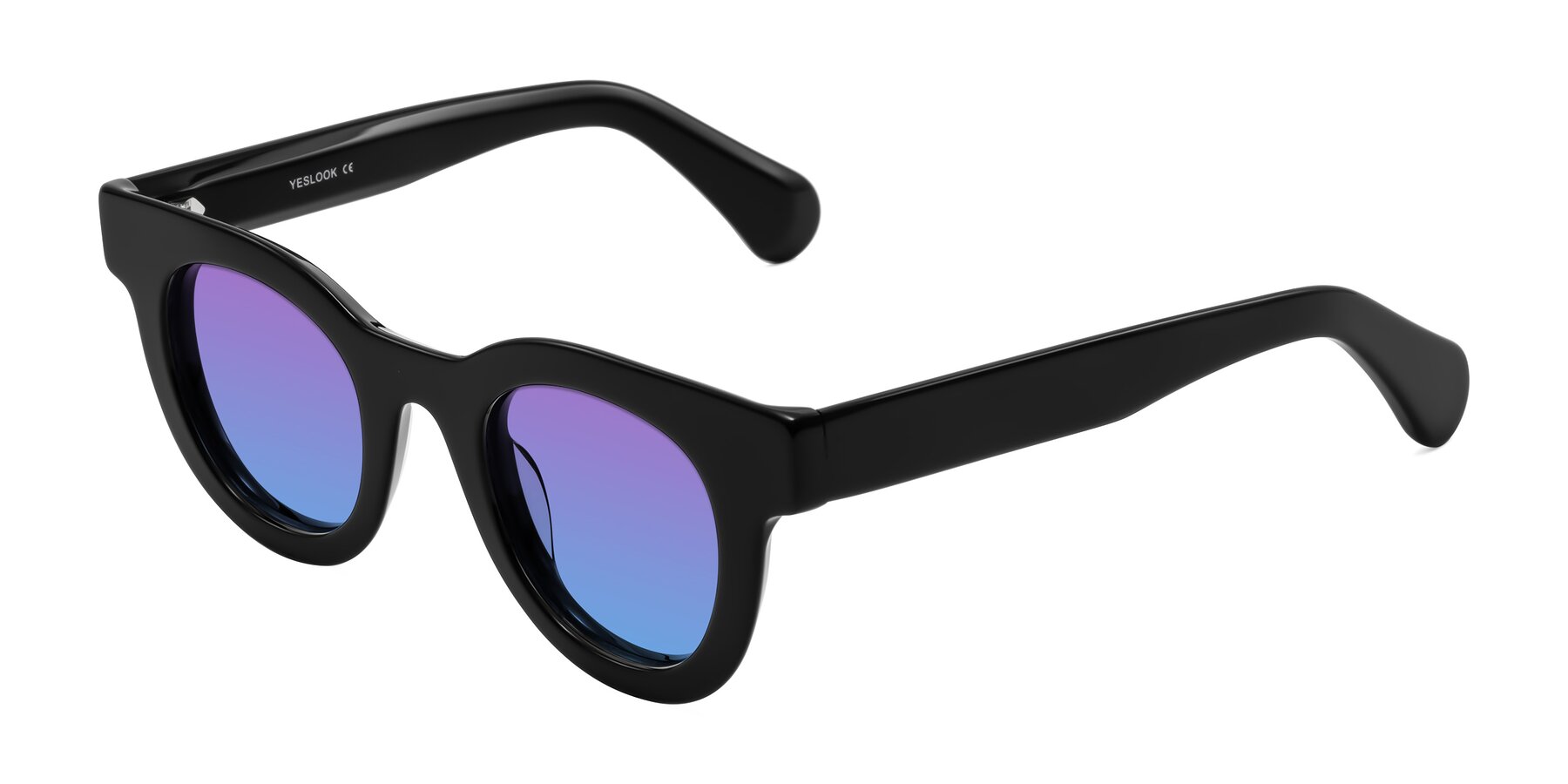 Angle of Embracing in Black with Purple / Blue Gradient Lenses