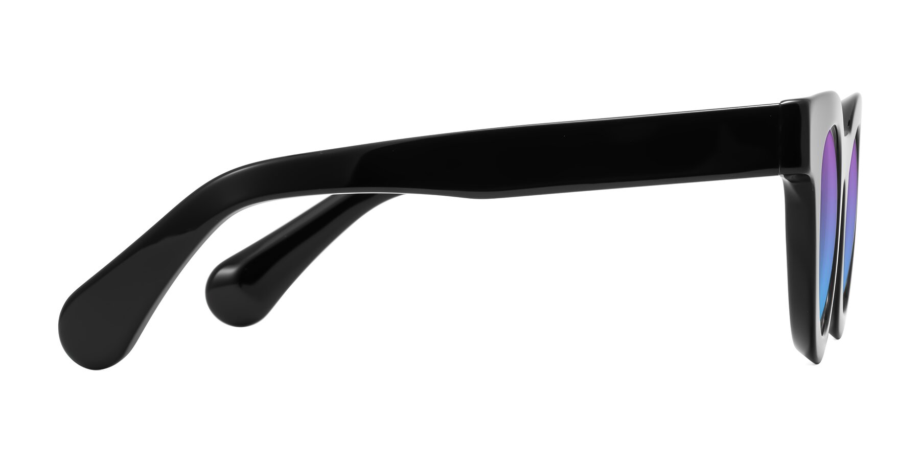 Side of Embracing in Black with Purple / Blue Gradient Lenses