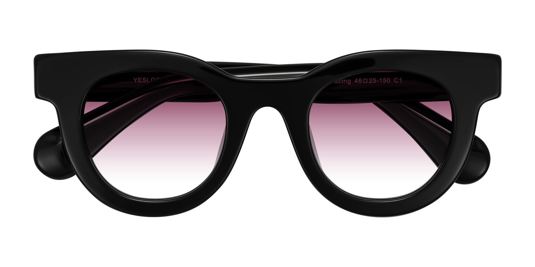 Folded Front of Embracing in Black with Wine Gradient Lenses