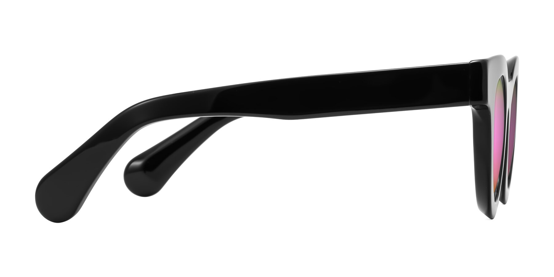 Side of Embracing in Black with Pink Mirrored Lenses