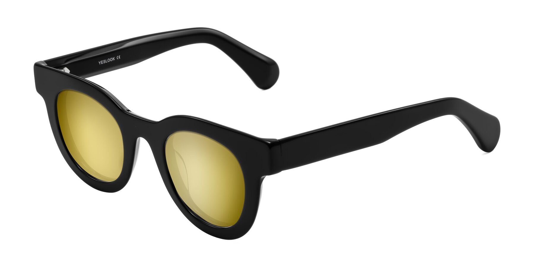 Angle of Embracing in Black with Gold Mirrored Lenses