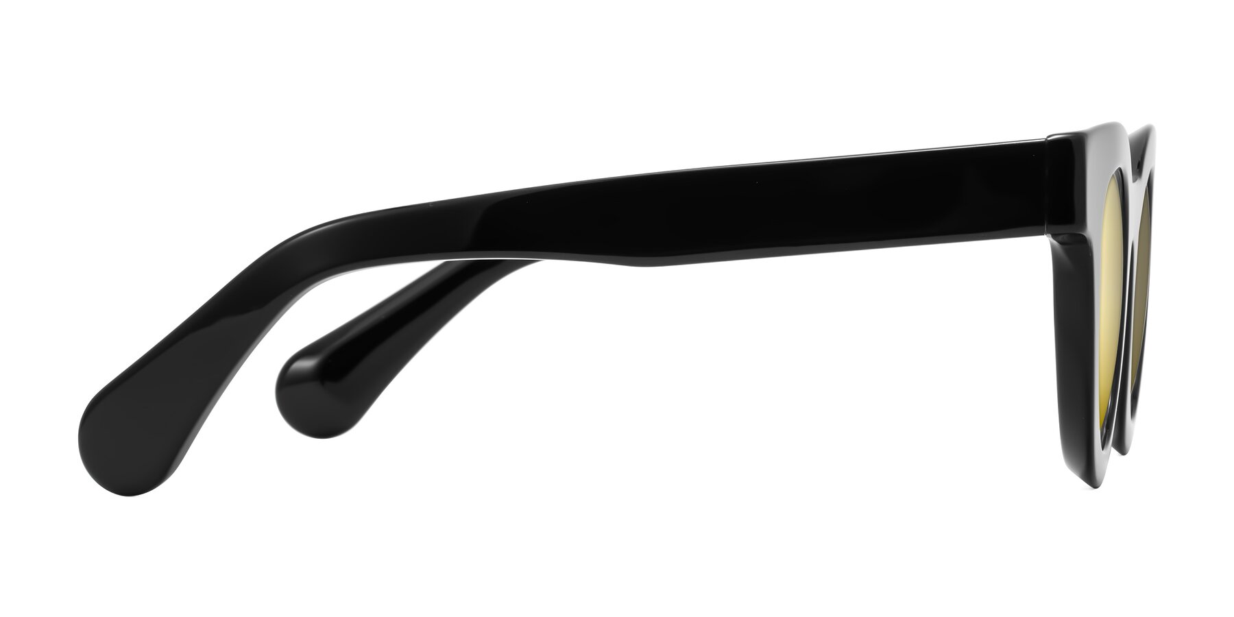 Side of Embracing in Black with Gold Mirrored Lenses