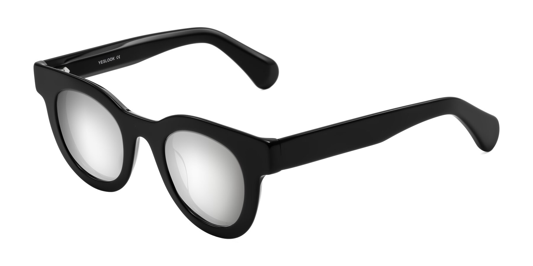 Angle of Embracing in Black with Silver Mirrored Lenses