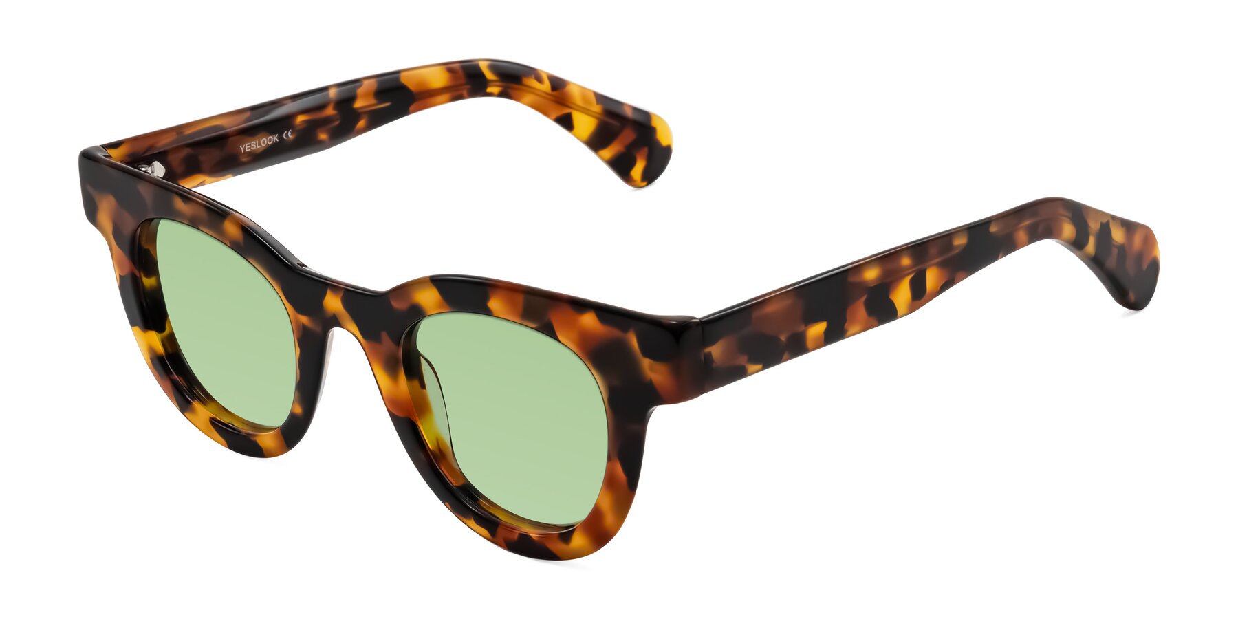 Angle of Embracing in Tortoise with Medium Green Tinted Lenses
