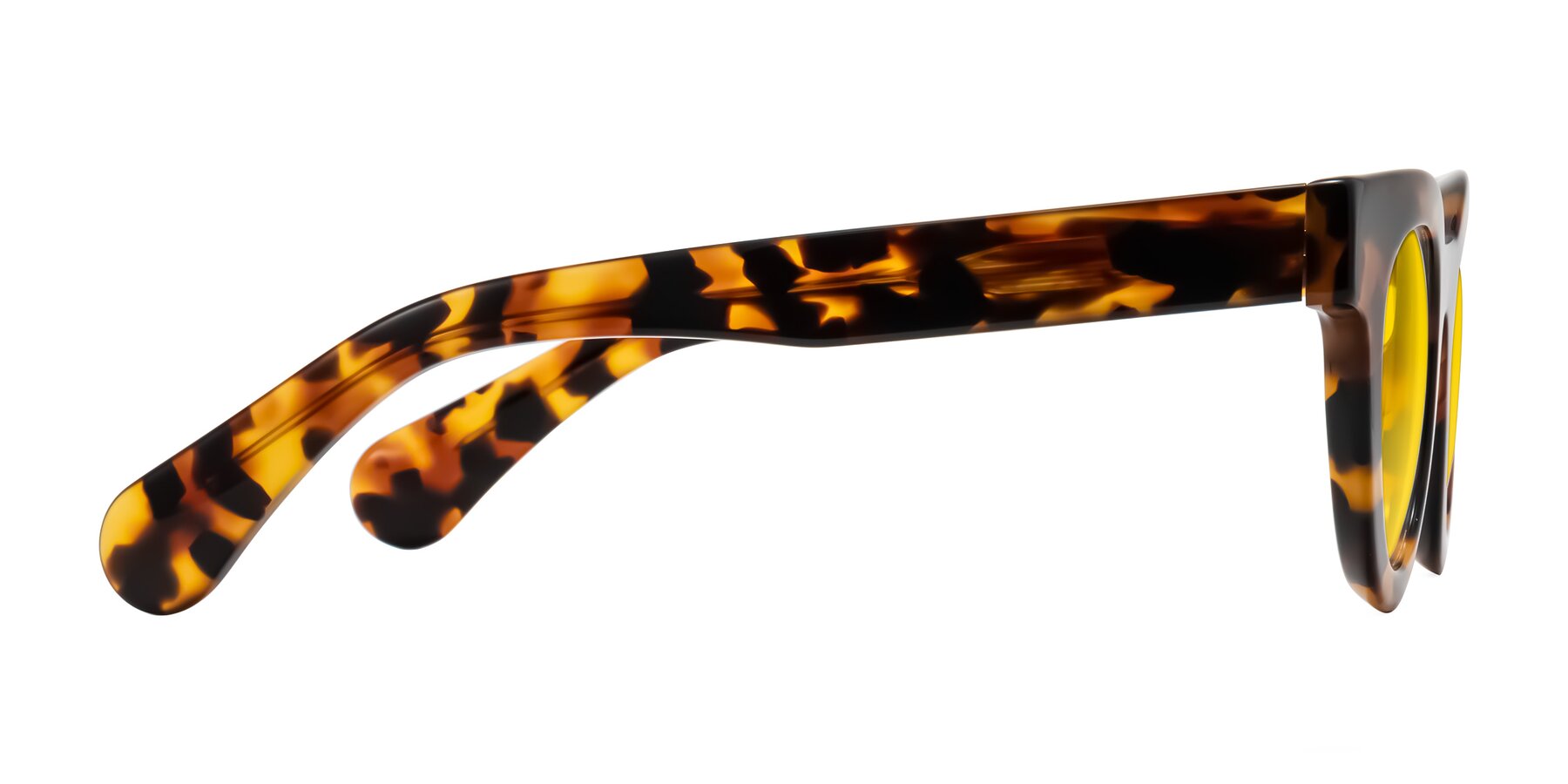 Side of Embracing in Tortoise with Yellow Tinted Lenses