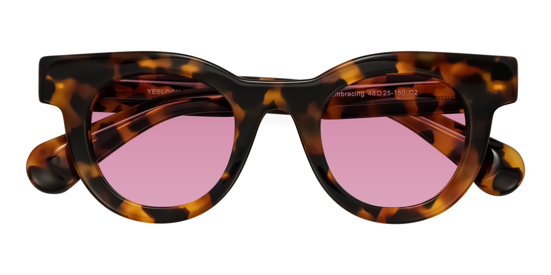 Folded Front of Embracing in Tortoise with Medium Wine Tinted Lenses