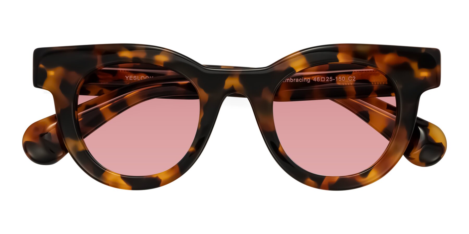 Folded Front of Embracing in Tortoise with Medium Garnet Tinted Lenses