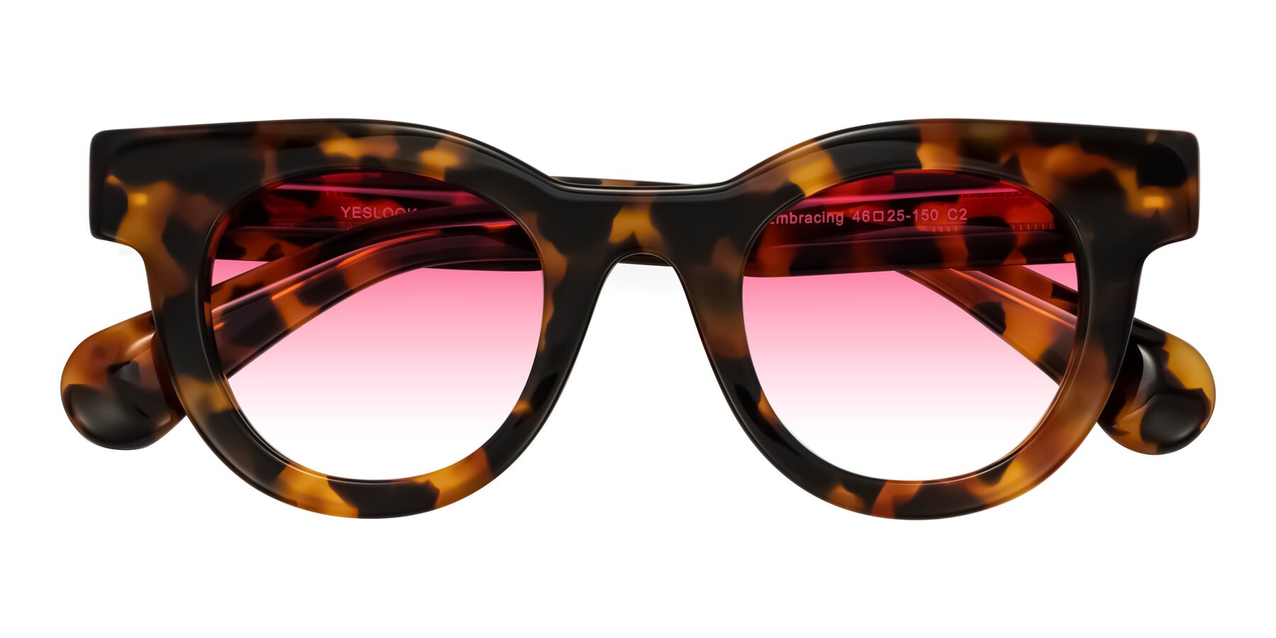Folded Front of Embracing in Tortoise with Pink Gradient Lenses