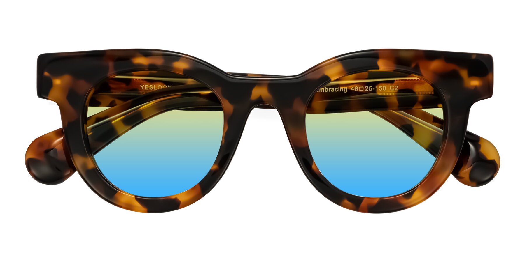 Folded Front of Embracing in Tortoise with Yellow / Blue Gradient Lenses